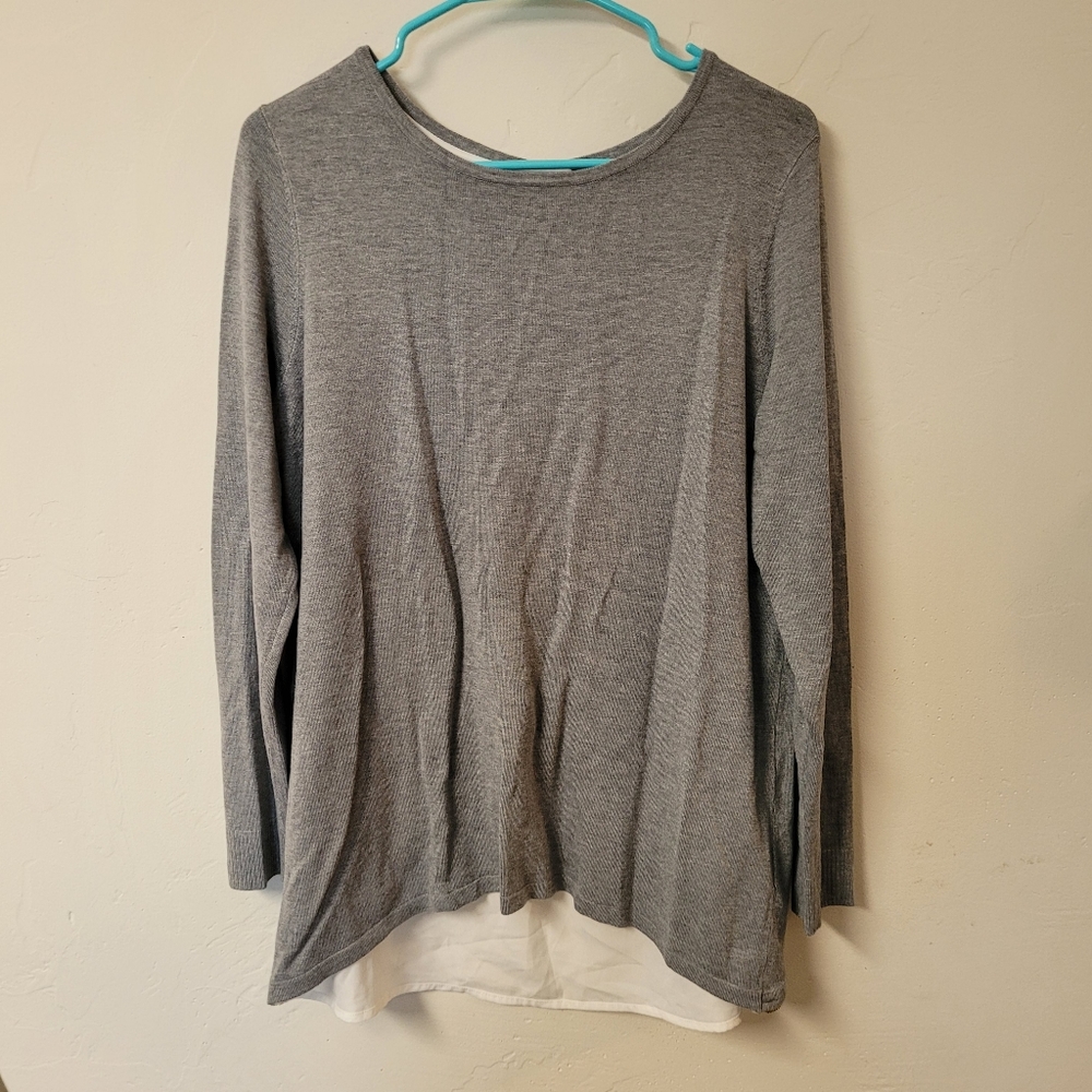 Kenzie dress top, grey with sheer white under layer, size large